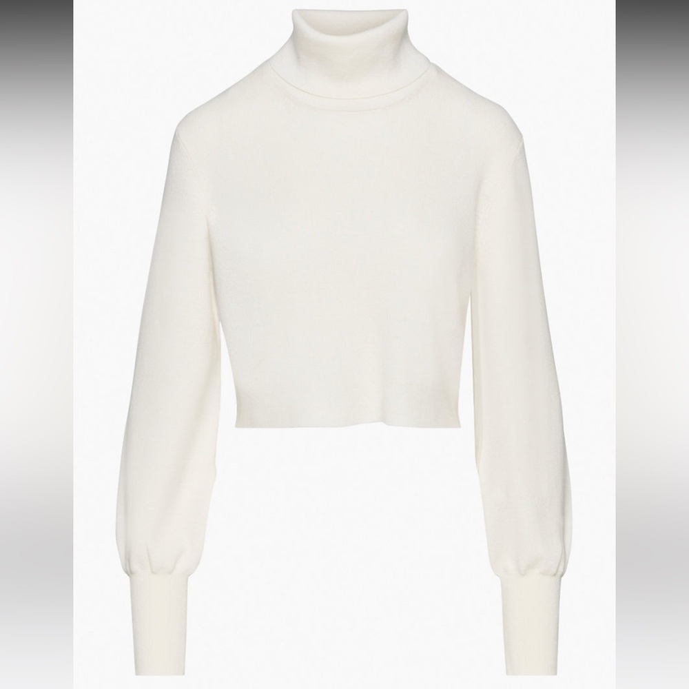 Aritzia Wilfred Rebecca merino wool cropped turtleneck sweater in Oak - XS